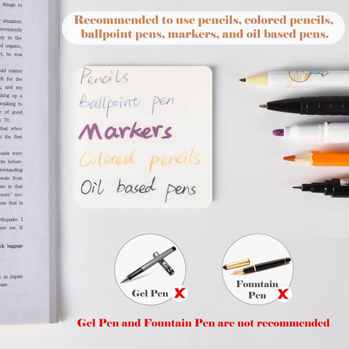 BAYTORY 700 Sheets Pastel Transparent Sticky Notes, 3 x 3 Inch Clear Waterproof Memo Pad for Annotating Books
