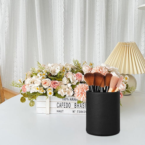 Pen Holder for Desk, Cute Cup Organizers (Black, 3.94" x 3.15" x 3.15")