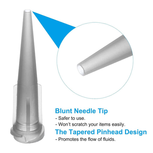 PATIKIL 16Ga Tapered Tip Dispensing Needle, 50Pcs Plastic Needle Tube Blunt Tips with Luer Lock, Gray