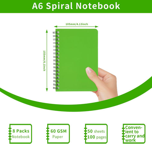 YiHenTiezz 4 Pack Spiral Pocket Notebook, 4.2"x 6.1" Small Notepad