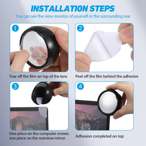 3 Pack Cabilock Rear View Mirror for Computer Monitor Mini Acrylic Office Desk Cubicle Mirror Safety Blind Spot