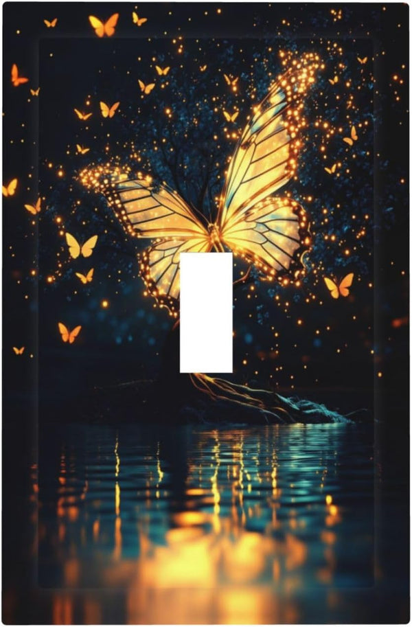 Sturin Glowing Butterfly Wall Plate Light Switch Cover 1 Gang Single Toggle Toggle
