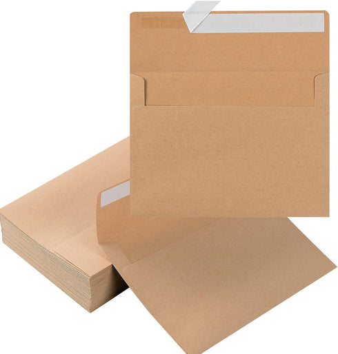 Wishop 100 Pack Brown A7 Envelopes, Self-Adhesive 5x7 Envelopes for Invitations, 5x7 Greeting Cards (Brown)