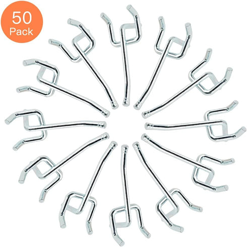 Pegboard Hooks, Large Diameter 50-Pack, 2 Inch L Shape Heavy Duty Galvanized Hooks for Pegboard