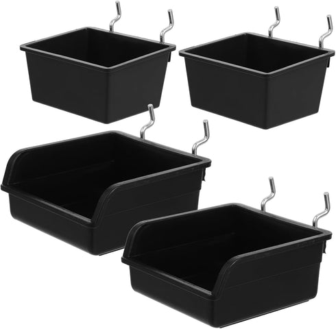 Ciieeo 4Pcs Pegboard Organizer Bins with Hooks Wall-mounted Tool Storage Boxes for