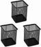 EORTA Black Metal Mesh 3 Pack Square Pen Holders, Pencil Holders, Desk Stationery Organizer Cups