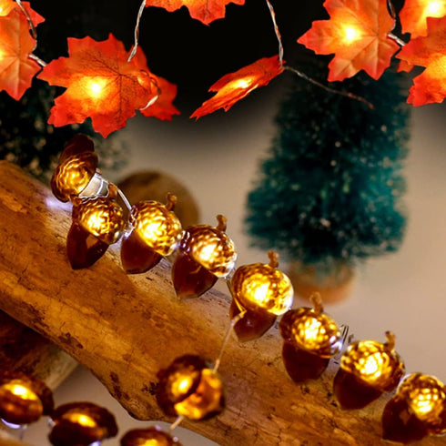 Eioflia 20 2M 8 Christmas Decorations, Acorn String Lights Thanksgiving Fairy Lights LED Remote Control Modes for Fall