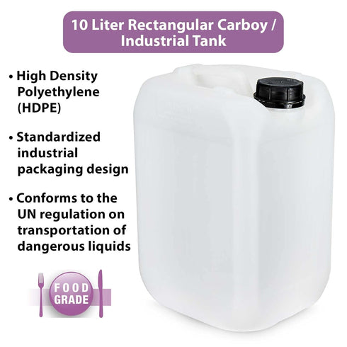 Globe Scientific 601782 HDPE Industrial Tank, 10L Volume