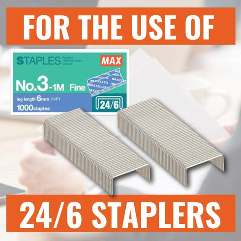 MAX 1/4-Inch Staples for HD-3DF Stapler, 1,000 Staples Per Box (3-1M)