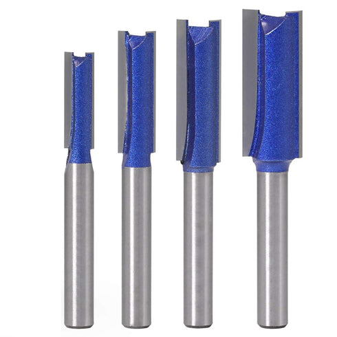 Yakamoz Industrial Grade 4Pcs 1/4" Shank Straight Dado Router Bit Set, Wood Milling Cutter Tools