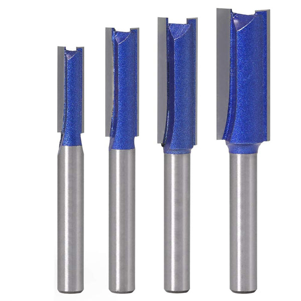 Yakamoz Industrial Grade 4Pcs 1/4" Shank Straight Dado Router Bit Set, Wood Milling Cutter Tools