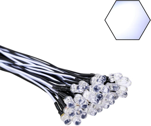 30pcs 12 5mm 7.9 inch 12v Volt White LED Lights Emitting Diodes Pre Wired DC LED Light Clear Lens Small LED Lamps