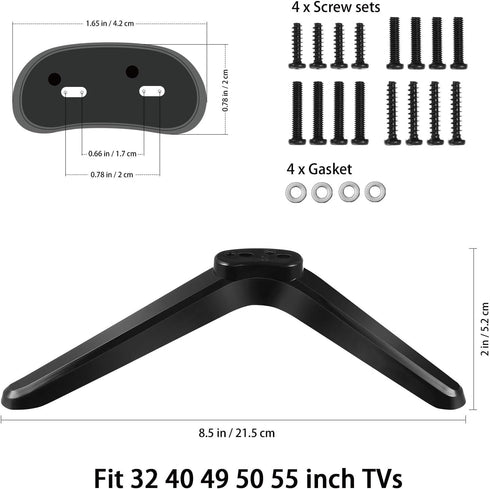 Veemoon 2Pcs 32 40 49 50 55 Inches TV Stand Legs Replacement, Plastic TV Stand Base Home Television Holder Television