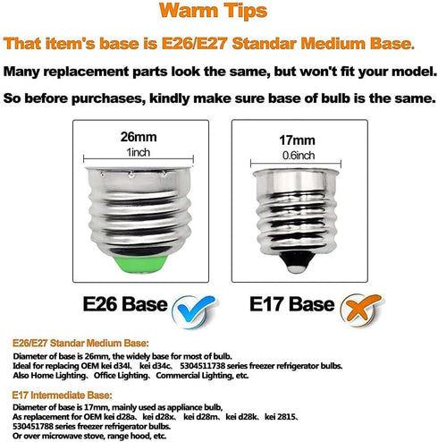 Refrigerator Light Bulb, 7W LED E26, 100 Watt Equivalent, Cool White 6500K, Non-Dimmable, 2 Pack