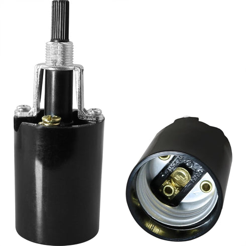 MEETOOT 2PCS E26 Black Rotary Switch Button Lamp Holder Suitable for Replacing Table/Floor Lamp