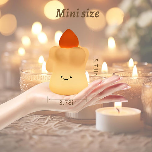 3-Level Dimmable AVEKI Cute Candle Silicone Baby Night Light for Nursery, Rechargeable & Touch Night Light, Timer