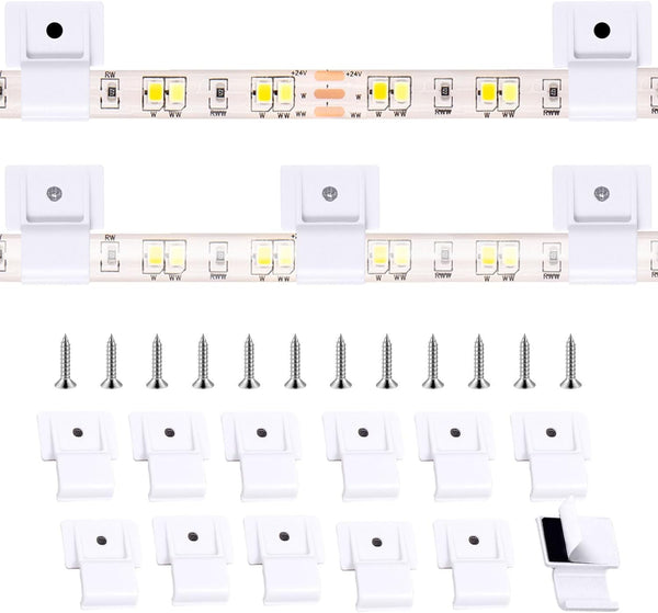 100 Pcs Outdoor LED Strip Light Mounting Clips Self Adhesive with Screws