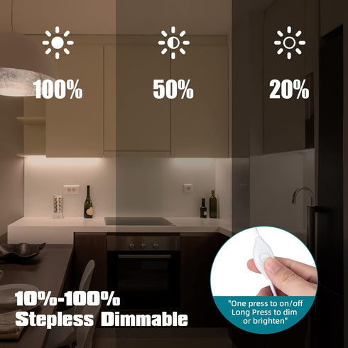2pcs 12 Inch Dimmable, Counter 4000K LED Under Cabinet Lighting, x USB Plug-in Under Lights with Memory Function