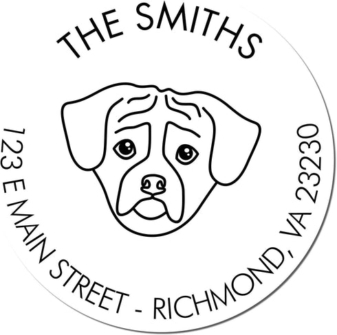 Custom Slim Puggle Dog Address Stamp - Handcrafted Ink Stamp for Thank You Cards & Return Address - Unique Mail Stamp