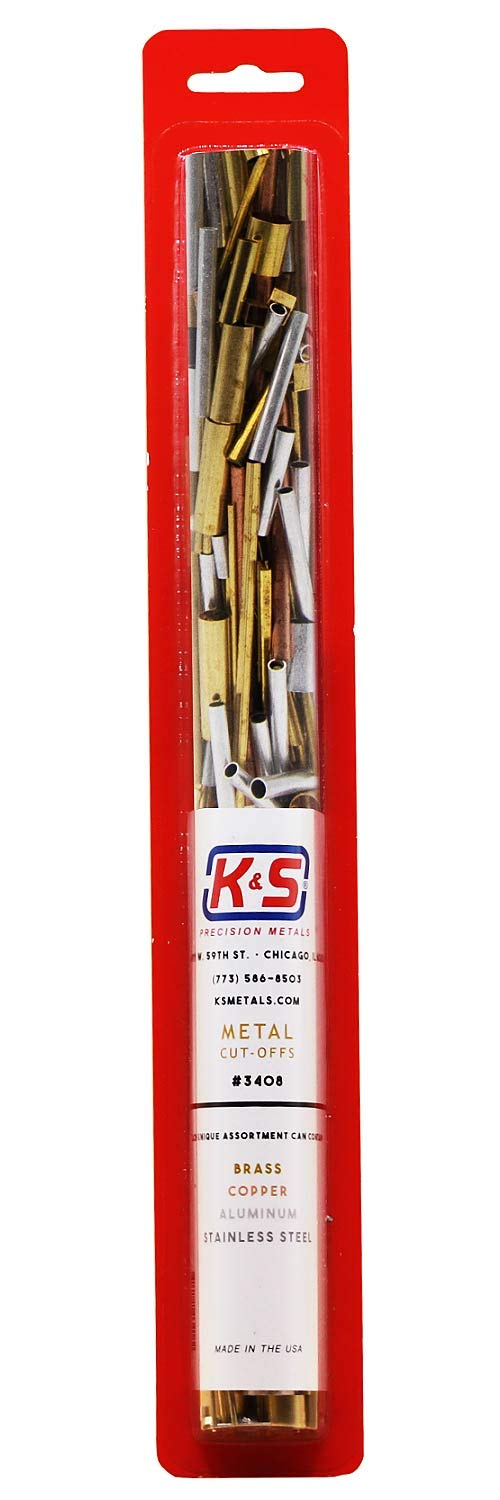 K&S 3408 Metal Cut-Offs - Assortment of Brass, Copper, Aluminum, & Stainless Steel, Made in The USA
