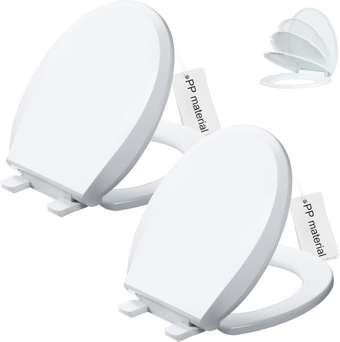 Angol Shiold 2-Pack Round Toilet Seat Soft Close & Quick Release, White