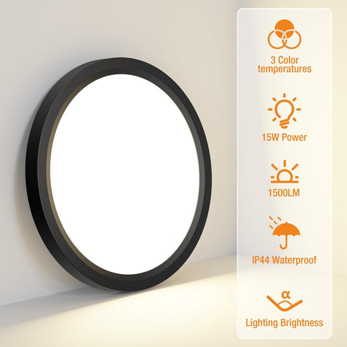 1PACK 3000K-4000K-6500K 100W 15W 1500Lm 7.5 Inch Closet LED Flush Mount Ceiling Light Fixture, & Equivalent Modern