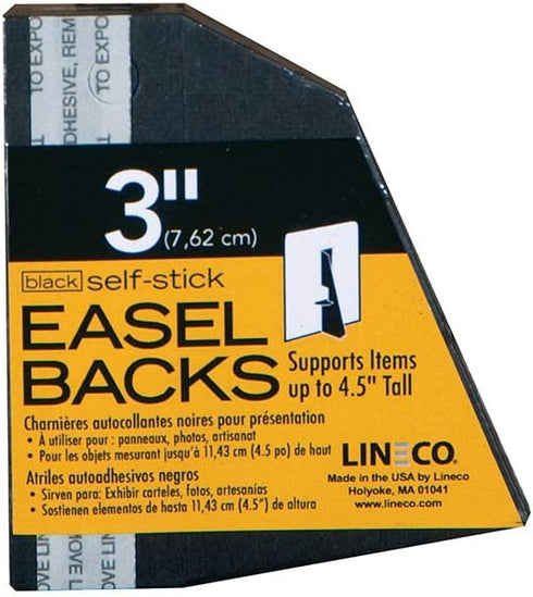 Lineco Self-Stick Easel Back, 3 inches, Black, Package of 5 (328-3303) by Lineco