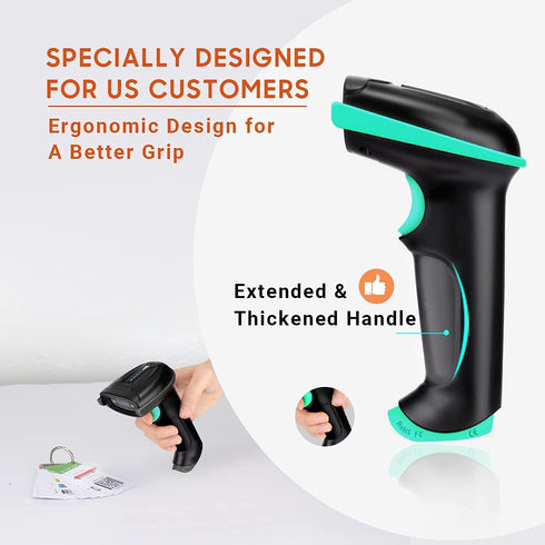 Tera 2-in-1 (2.4Ghz 2.0 328 1D Barcode Scanner Wireless Versatile Wireless+USB Wired) with Battery Level Indicator Feet