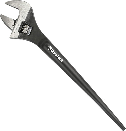 DURATECH 8-Inch Adjustable Construction Spud Wrench, Black Oxide Finish, CR-V Steel, SAE and Metric Scale