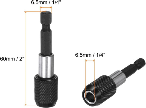 5pack 60mm Magnetic Screwdriver Bits Holder Extension Quick Release Drill Bit Chuck Adapter with 1/4" Hex Shank for Socket Driver Adapter Power Tool, Black