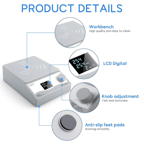 HYCC Digital Magnetic Stirrer Laboratory Stir Plate with Timing Function and LCD Display