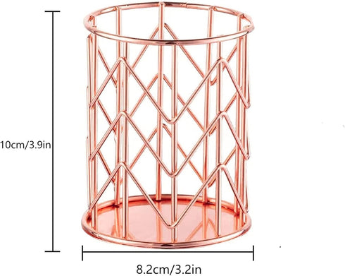 Rose Gold Pencil Cup Wire Metal Mesh Pen Holder Make Up Brush Holder, Pen Cup Pen Organizer Accessories for Desk Office Home School 1PC by Amycheer