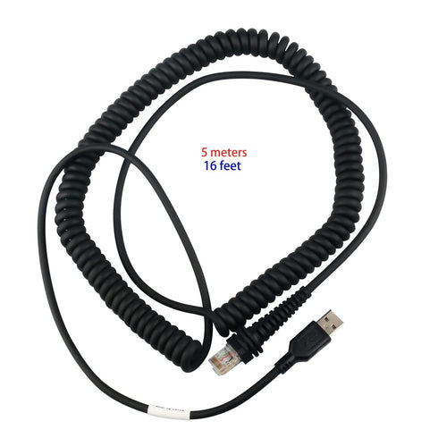 RJ45 1900 1470G 1472G (5M 16FT VOTTAN Spiral Cable to USB Barcode Scanner Cable for Honeywell Xenon Series / Coiled USB