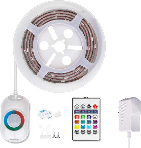 WILLED RGB LED Strip Lights, Under Bed Light Motion Activated Sensor, RF Remote Control with Timer, Color Changing