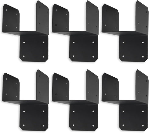 6 Pack Black Post Joist Anchor Connector Carbon Steel, Fit 4x4, 4x6, 4x8 Joist Truss Beam Stabilization