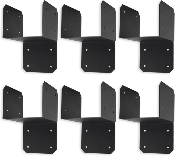 6 Pack Black Post Joist Anchor Connector Carbon Steel, Fit 4x4, 4x6, 4x8 Joist Truss Beam Stabilization