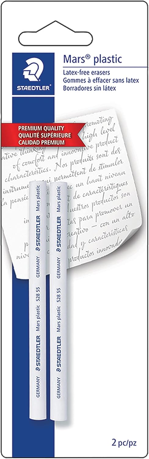 Staedtler Mars Plastic Eraser Refills, 2-Each (52855BK2), for Refillable Holder, White