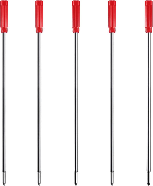 DunBong Red Ink Refill Pack of 5 - Replaceable Ballpoint Pen Refills, Medium Point Metal Refill