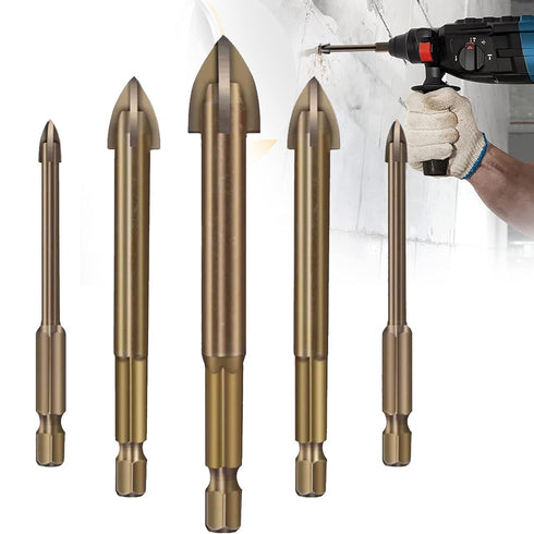 Efficient Universal Drilling Tool 5pcs, High-Grade Alloy Drill Bit Set for Tile, Ceramic, Wall Drilling Auxiliary