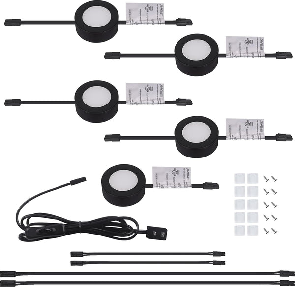 LUMILAND Wired LED Puck Lights (2.7Wx5) Plug-in Lighting Natural White (4000K), LED Cabinet
