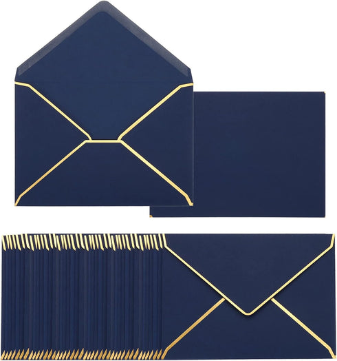 PATIKIL 100 Pack 5 x 7 Envelopes A7 Card Christmas Envelopes with Gold Border for Office, Invitations