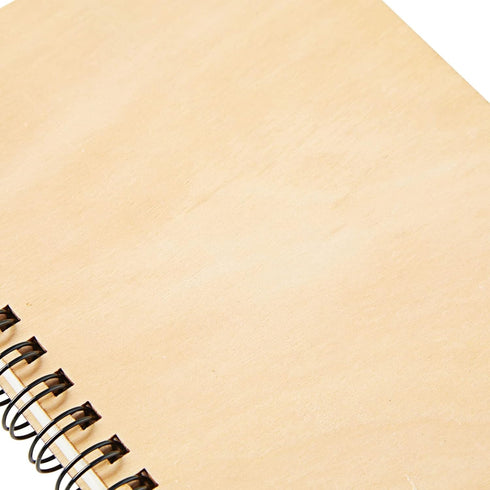 Juvale 4 Pack Wooden Cover Notebook, Spiral Bound Unruled Plain DIY Craft Journal, 20 Sheets Each (4.5 x 5.8 Inches)