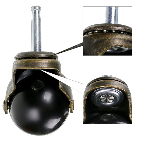 Skelang 1.5 Inch Pack 4 Ball Caster Stem Caster Wheel with Sockets, Vintage Antique Swivel Caster for Furniture, Coffee