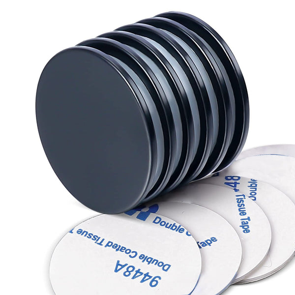 LOVIMAG Strong Waterproof Neodymium Disc Magnets, 1.26 inch x 0.08 inch, Pack of 6 with Epoxy Coating and Adhesive