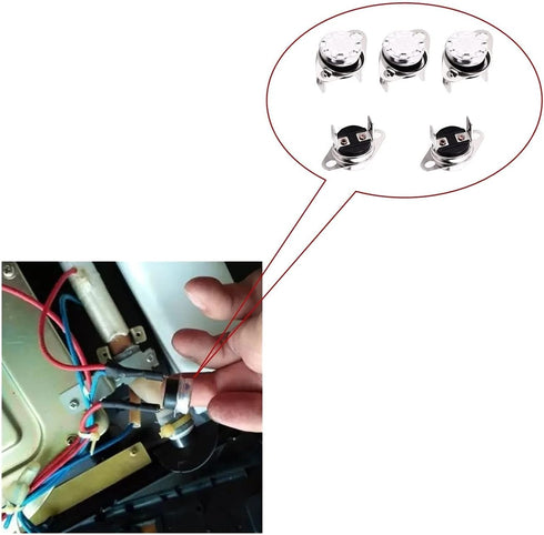Fielect 5Pcs KSD301 Thermostat 145°C/293°F Normally Closed Snap Disc Limit Control Switch for Microwave
