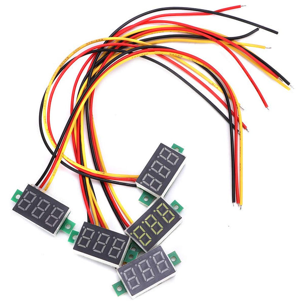 5pcs Mini Digital DC Voltmeter, 0.36 Inch 3-Wire LED Voltage Tester Meter, 0-100V, 5 Colours