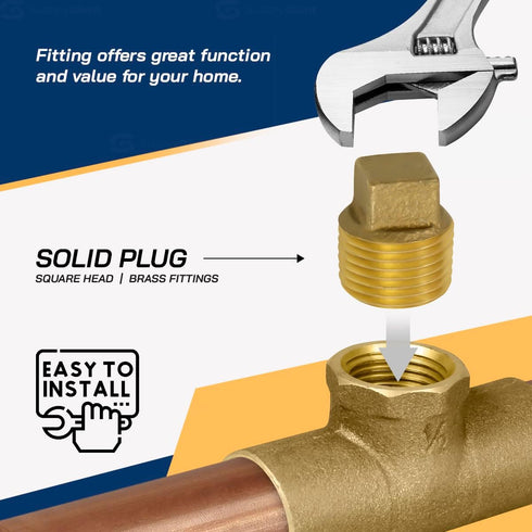 CSTQ0018 1/8-Inch Male National Taper Threads Solid Plug, Lead-Free Brass Pipe Fitting, 25