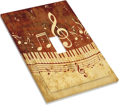 haigof 1 3 5 Inch Piano Keys Musical Notes Music Vintage Light Switch Cover Wall Plate Gang Single Plates Print
