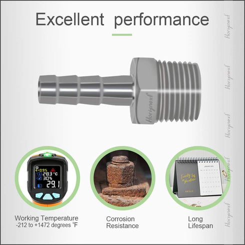 1/2 3/8" Pack 4 NPT thread x hose barb fitting, Stainless Steel for Home brewing and Wine making Supplies repair kit