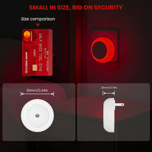 625nm 2-Pack Red Light Night Light for Sleep, LED Red Nights Light Plug Into Wall, Dusk to Dawn Sensor Auto On/Off